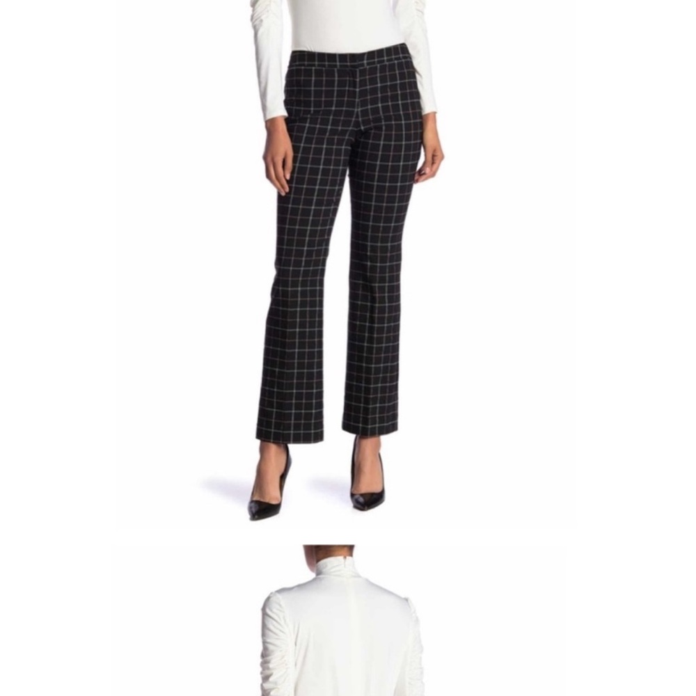 Nanette Lepore Black Plaid Straight Leg Pants Size 6